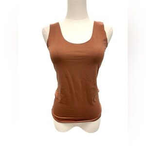 A’nue Ligne Seamless Scoop Neck Stretch Knit Tank Top Rusty Copper Brown SMALL